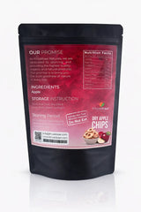 Ingredients and packaging of dehydrated apple chips by Khuskkaar Naturals