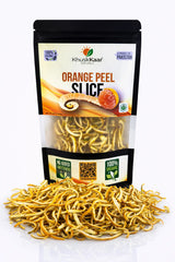 Close-up of dried orange peel slices showing natural texture