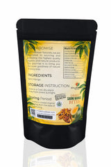Back side packaging of KhuskKaar Dried Sarni Mango Bites