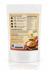 Khuskkaar Naturals Instant Chicken Chana Dal Chawal 150g back packaging with cooking instructions