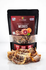 Premium dehydrated red blood orange wedges in resealable pouch