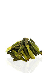 Closeup of spicy dehydrated okra chips healthy natural snack