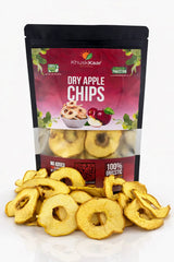 Close up of crispy dehydrated apple chips with natural texture