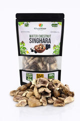 Close up of crispy dehydrated water chestnut singhara slices