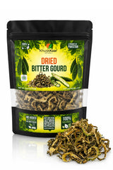 KhuskKaar Naturals Dried Bitter Gourd pack with dehydrated bitter gourd slices