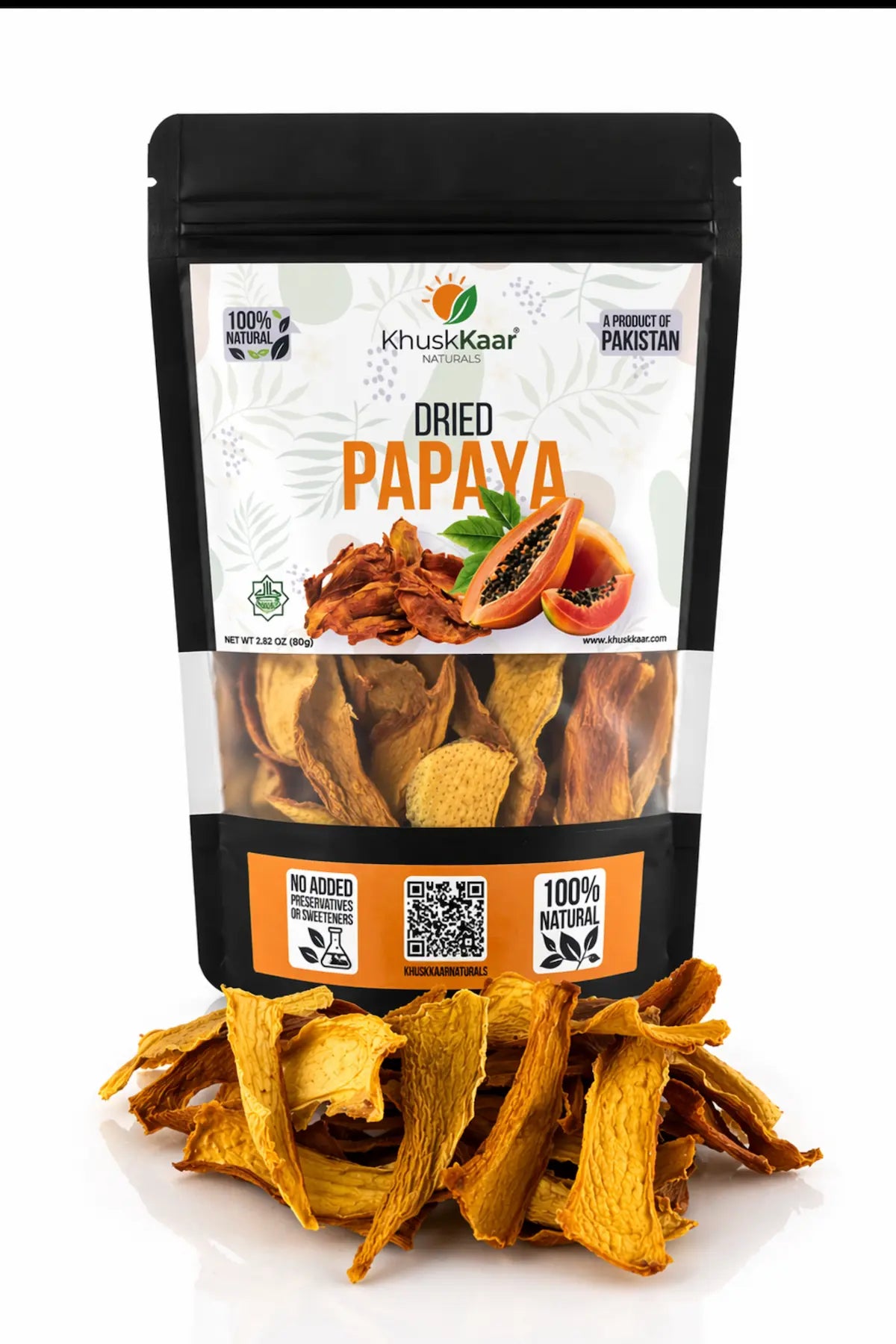 Natural dried papaya slices healthy fruit snack