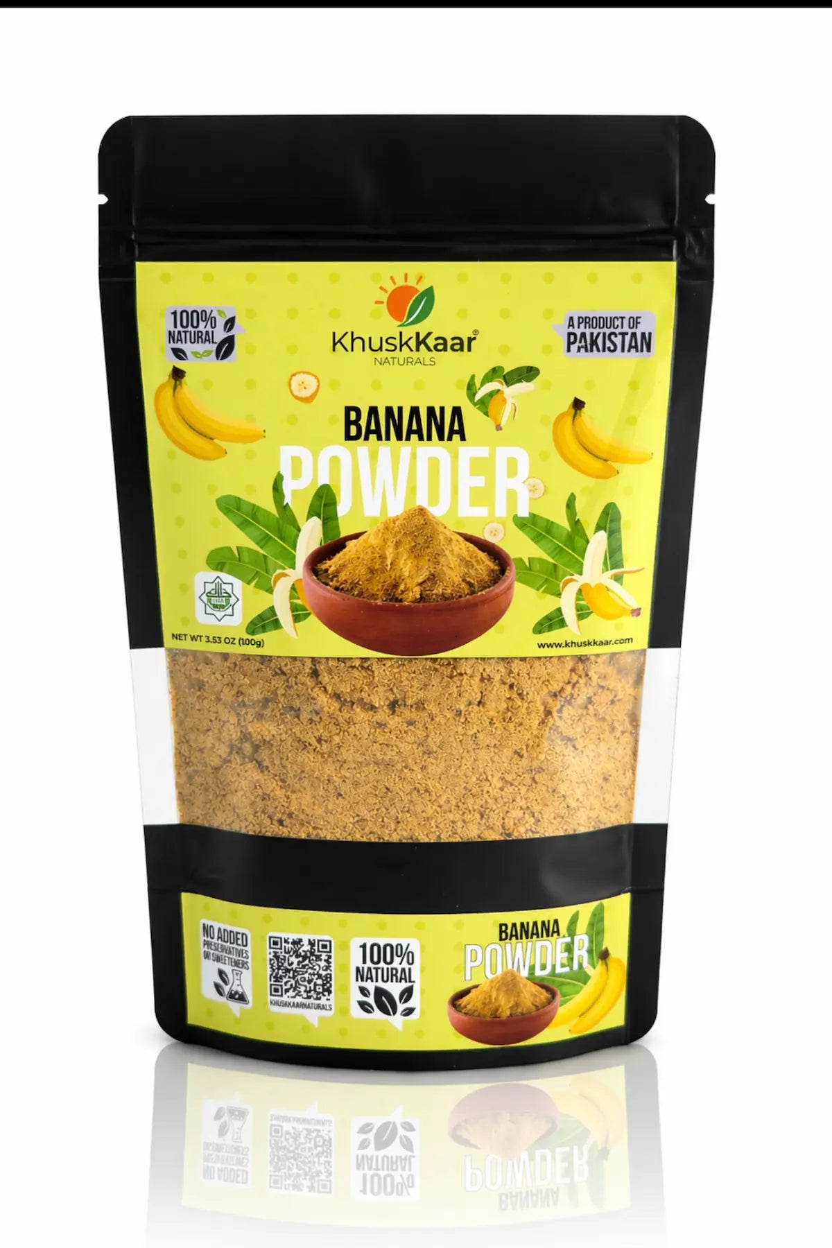 KhuskKaar banana powder 100g natural energy food Pakistan