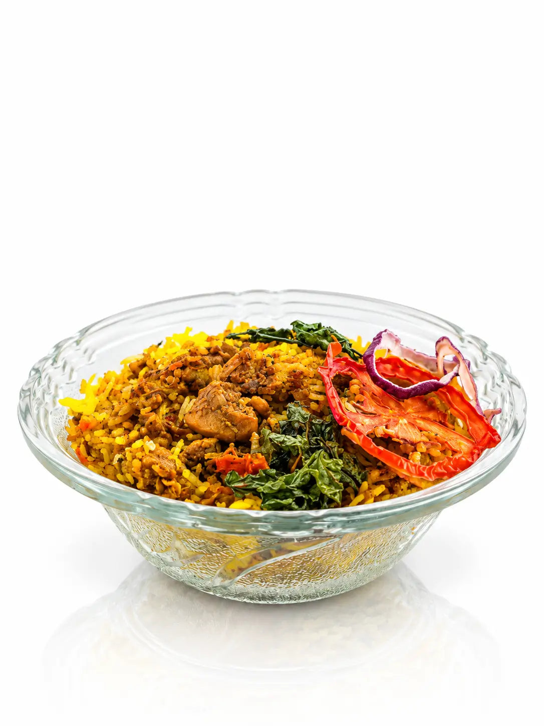 Khuskkaar Naturals Instant Chicken Biryani 100g pouch with prepared biryani