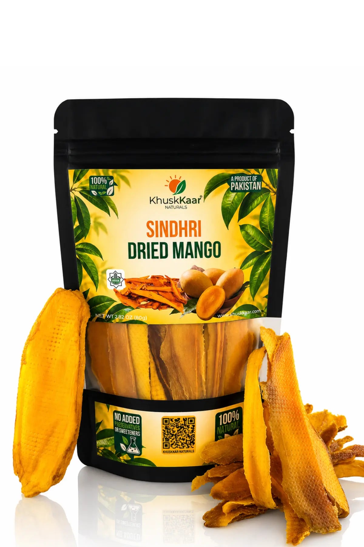 Sindhri dried mango slices with packaging by KhuskKaar Naturals