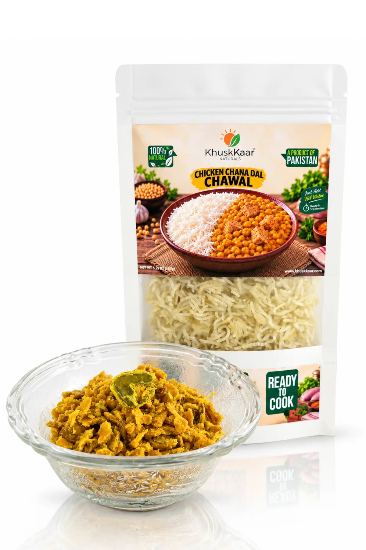 Prepared Chicken Chana Dal Chawal with rice and dal by Khuskkaar Naturals