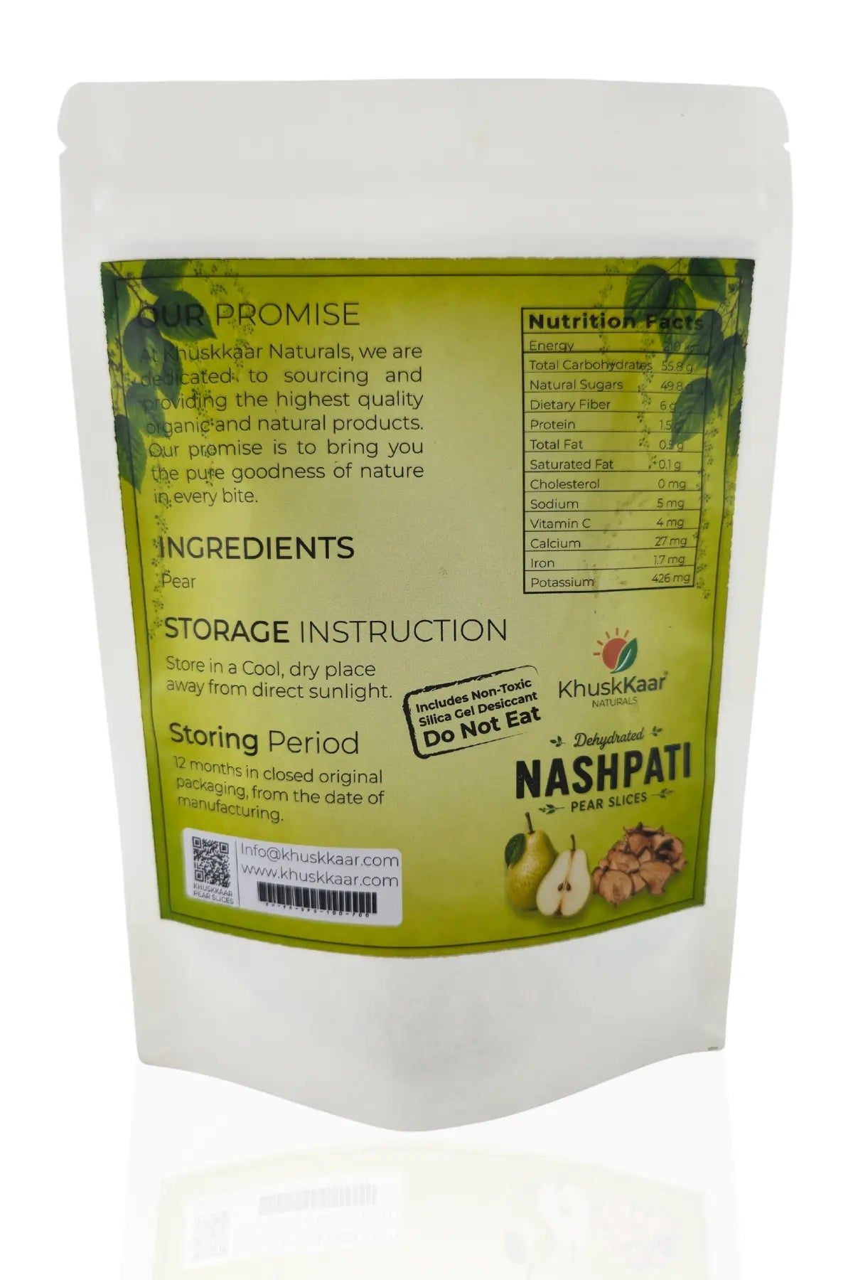 Khuskkaar Naturals Nashpati Pear Slices Packaging Back