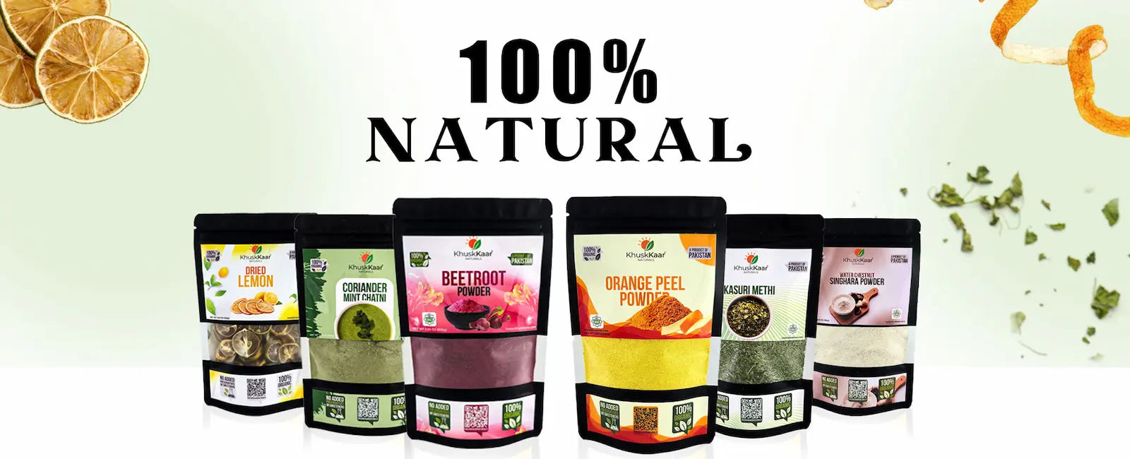 Khuskkaar Naturals Pakistan made 100% natural dried fruits, vegetables and spice powders