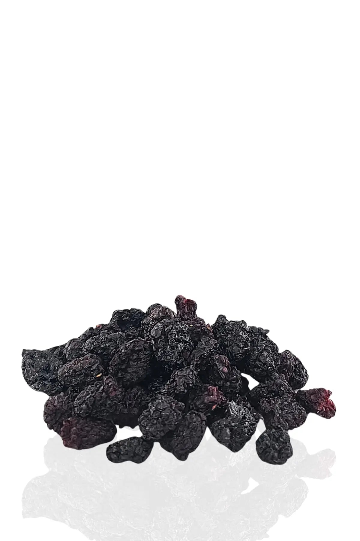 close view of soft chewy dehydrated blackberries