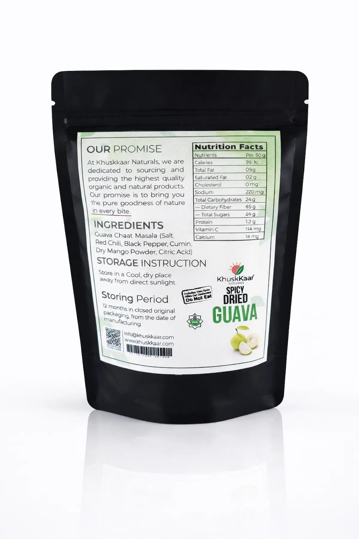 Spicy dried guava nutrition facts and ingredients Khuskkaar Naturals
