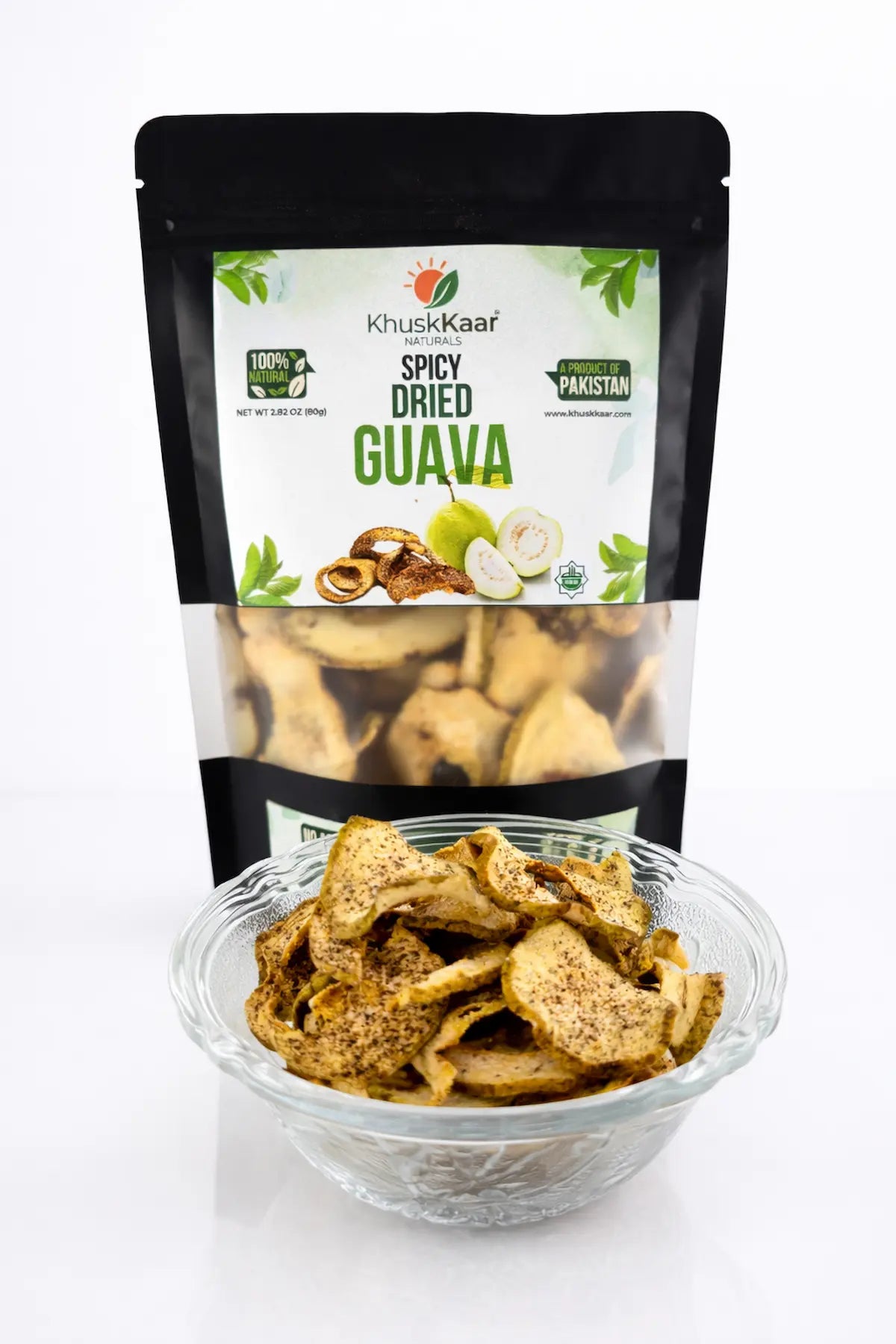 Spicy dehydrated guava slices closeup Khuskkaar Naturals Pakistan